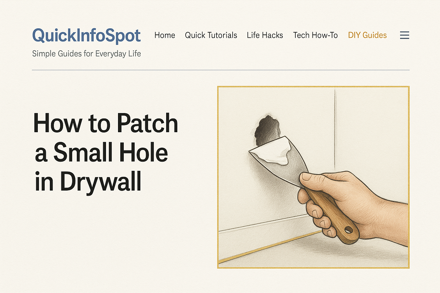 Applying spackle to a small drywall hole with a putty knife